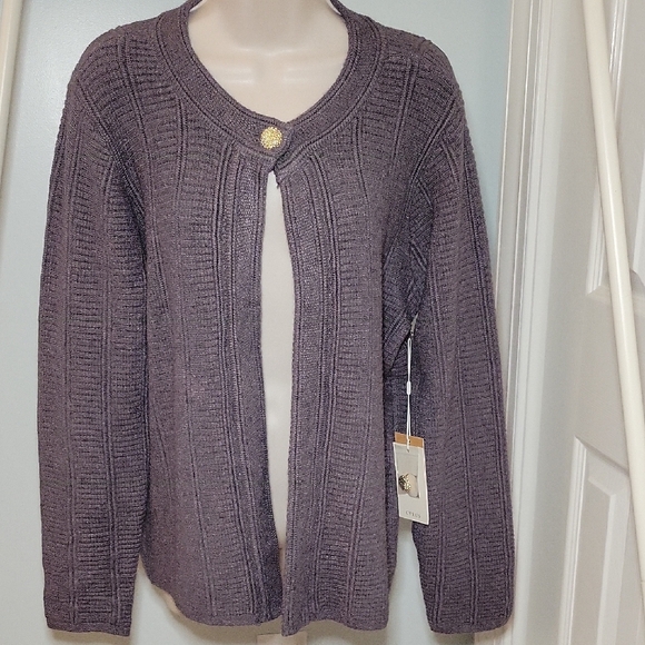 Cyrus Women's Grey Violet Rib Knit Cardigan NWT Size Medium - Picture 2 of 9